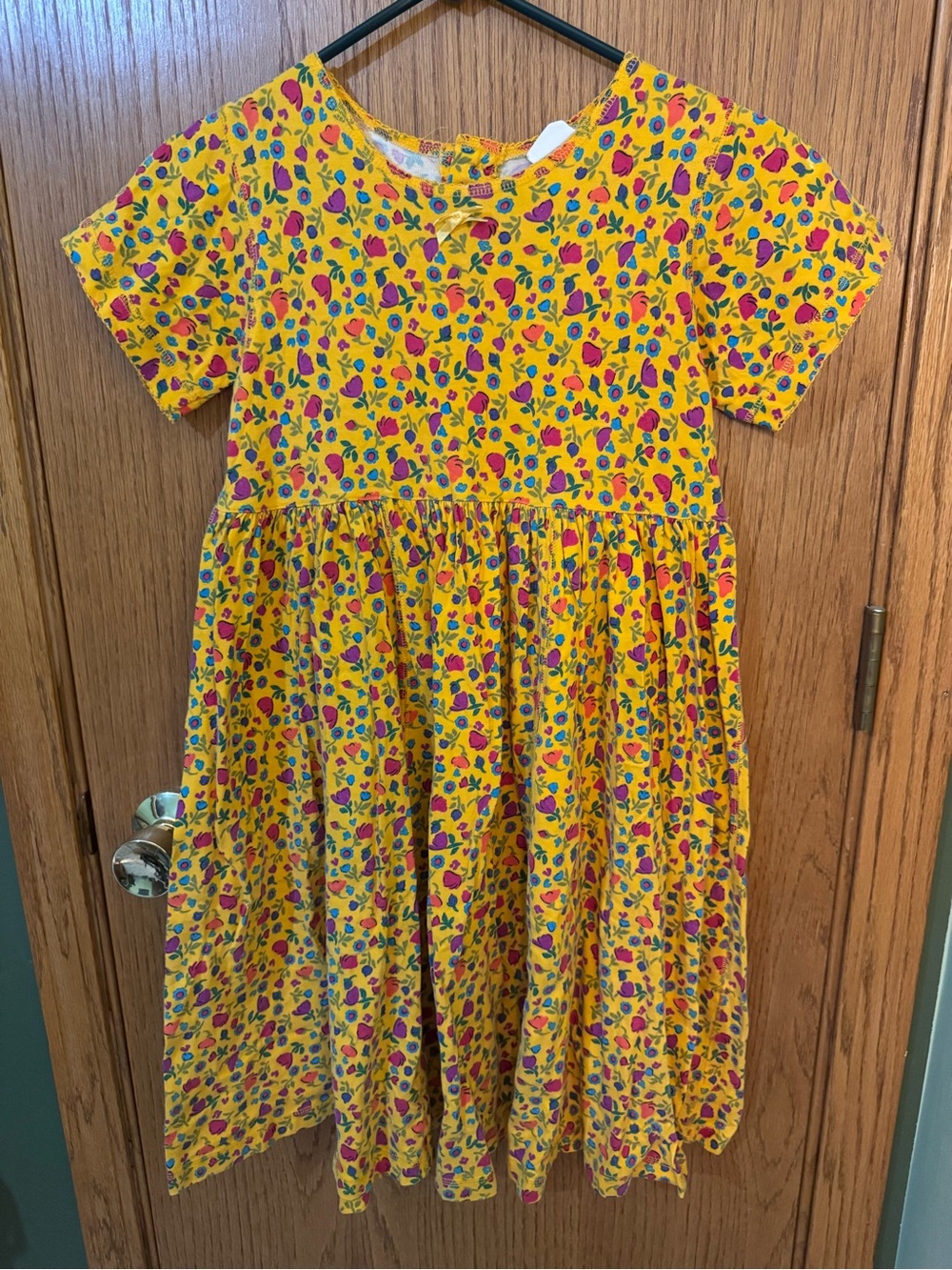 Hanna Andersson Yellow Floral Short-Sleeve Twirl Dress